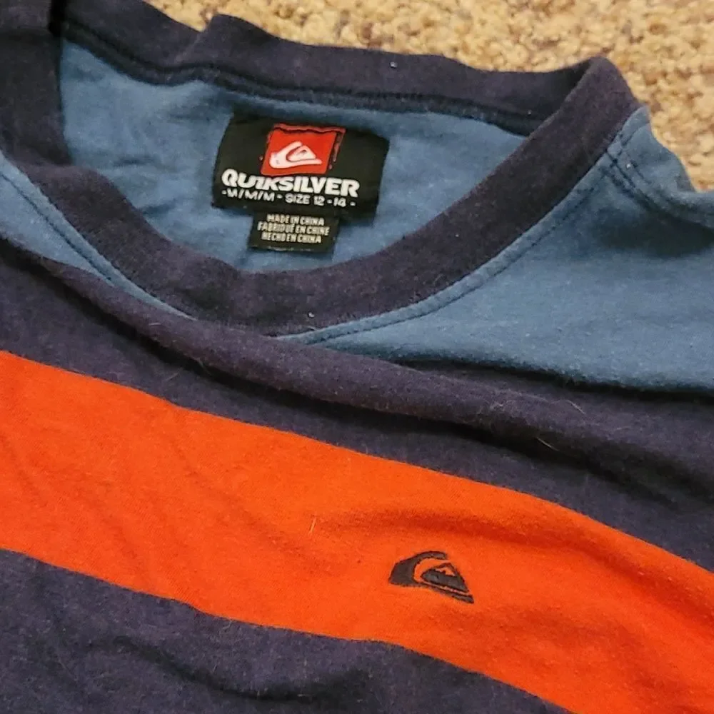Quicksilver blue & orange striped shirt medium 12/14